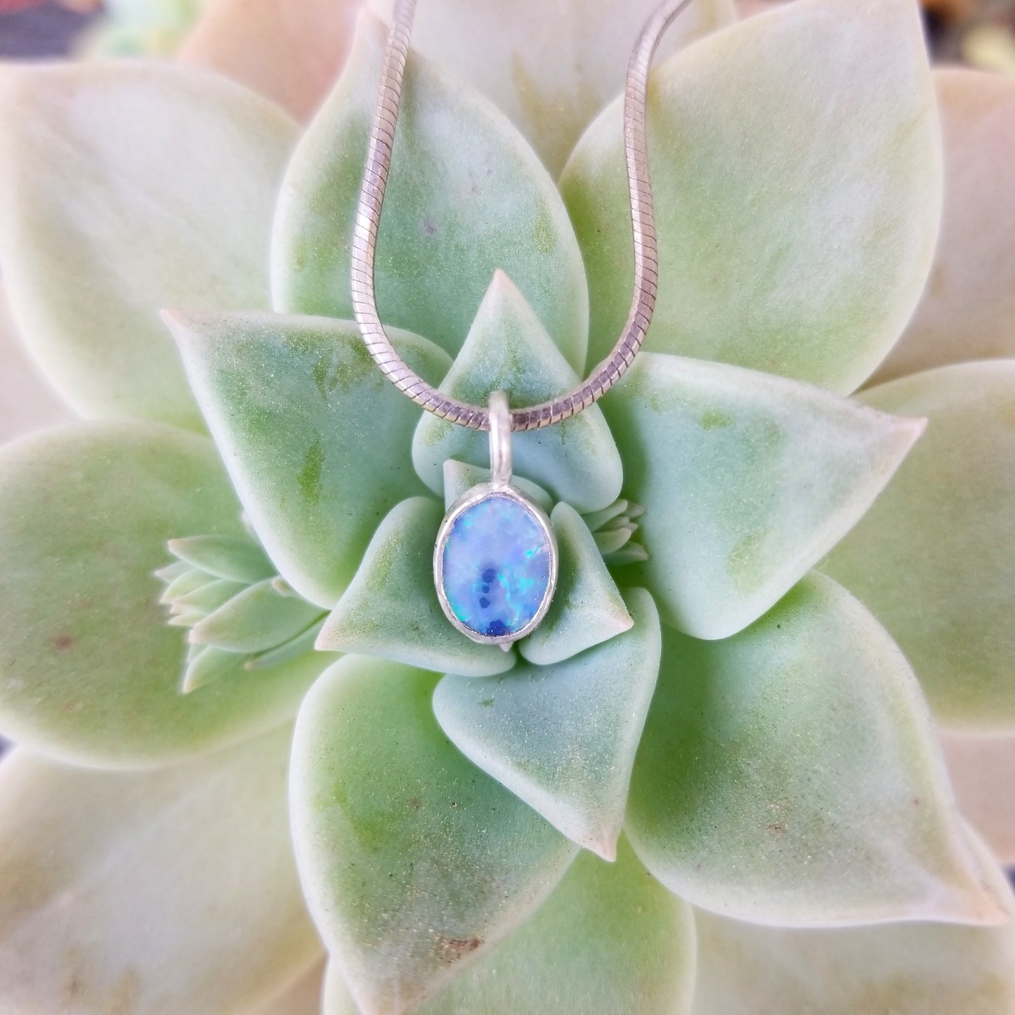 Dainty opal necklace