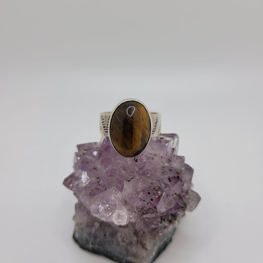 Tiger's eye wide band ring