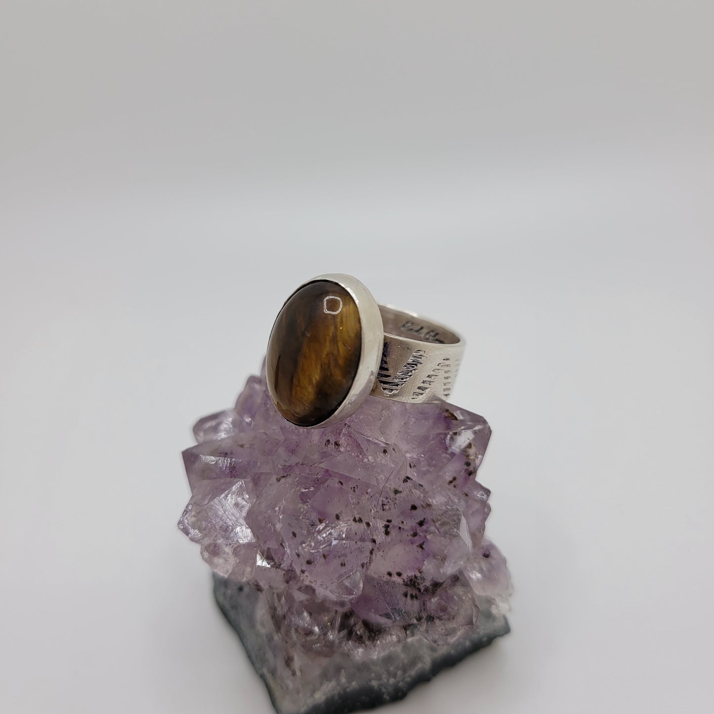 Tiger's eye wide band ring