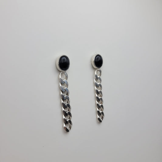 Onyx & chain earrings