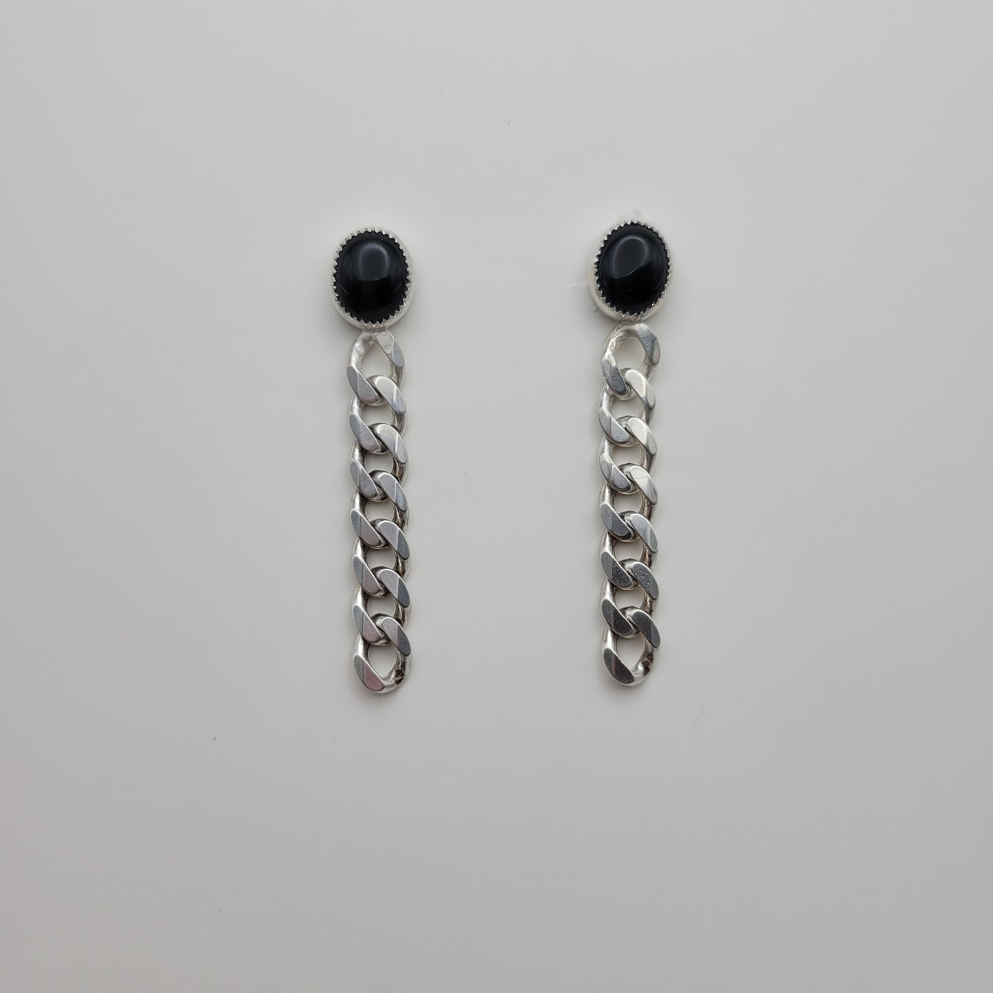 Onyx & chain earrings