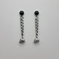 Onyx & chain earrings with skulls