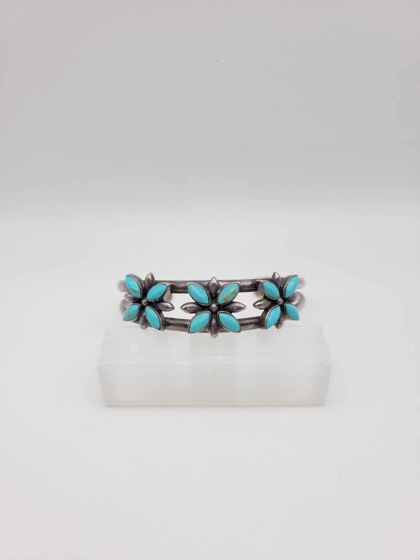 Turquoise flower cuff