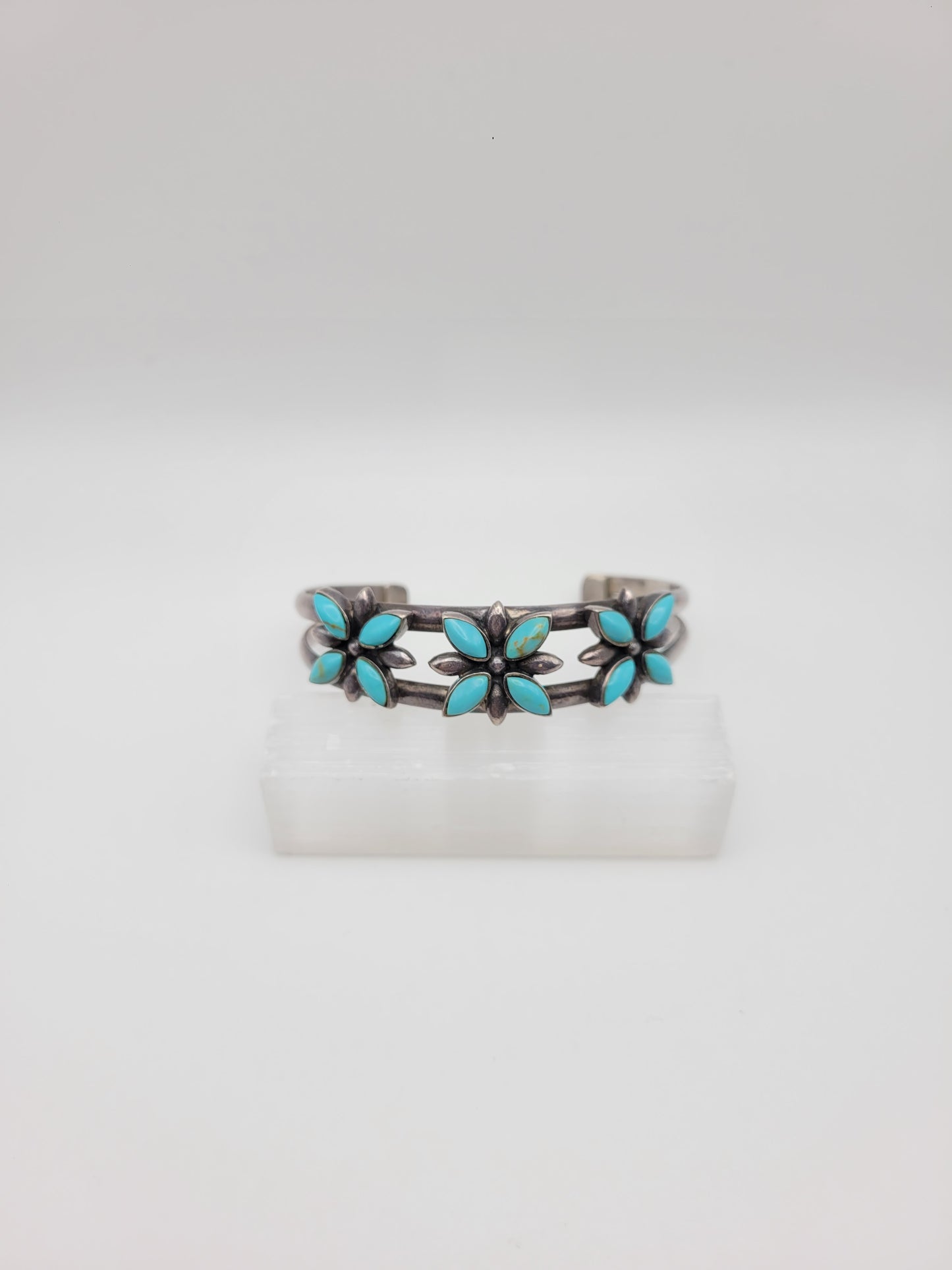 Turquoise flower cuff