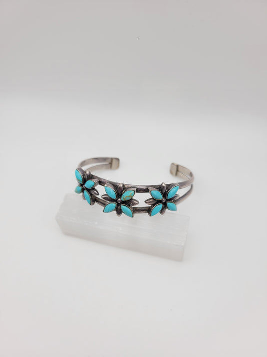 Turquoise flower cuff